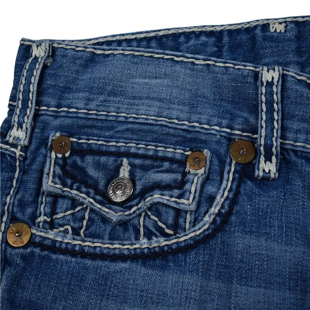 Vintage True Religion Jean Shorts Men's 31 (33) Ricky Blue Denim Cut Off Y2K USA